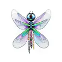 coraline inspired key and dragonfly  tattoo design idea