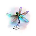 coraline inspired key and dragonfly  tattoo design idea
