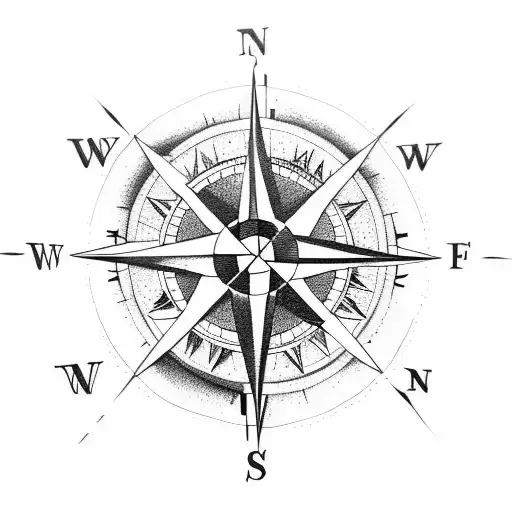 Compass tattoo design idea