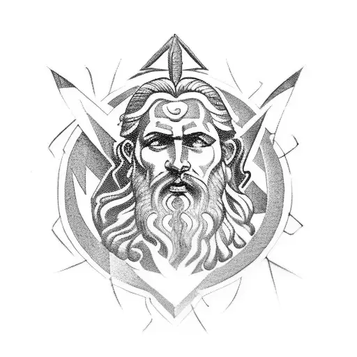 zeus as father looking for ares figthing a war tattoo design idea