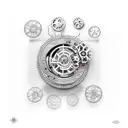 A clockwork forest with gears and cogs in the shape of trees tattoo design idea