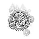A clockwork forest with gears and cogs in the shape of trees tattoo design idea