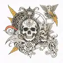 7 deadly sins vs 7 heavenly virtues tattoo design idea