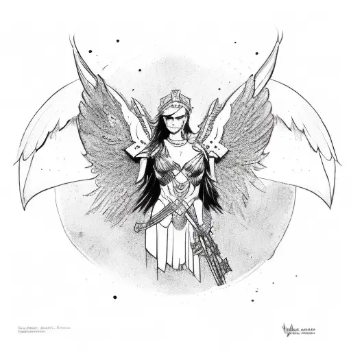 Valkyrie with wings tattoo design idea