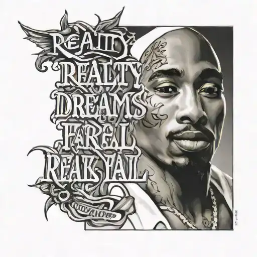 tupac quote "reality is fake. dreams are for real"  times new font tattoo tattoo design idea