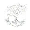 Tree of life and breaking cycle path leading towards tattoo design idea