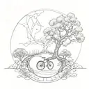 Tree of life and breaking cycle path leading towards tattoo design idea
