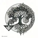 Tree of life and breaking cycle tattoo design idea