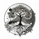 Tree of life and breaking cycle tattoo design idea