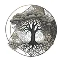 Tree of life and breaking cycle tattoo design idea