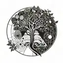 Tree of life and breaking cycle tattoo design idea