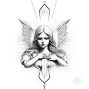guardian angel in sun rays tattoo design idea