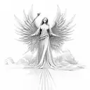 guardian angel in sun rays tattoo design idea
