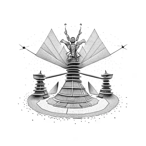 burning man with yellow brick road on back tattoo design idea