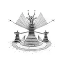 burning man with yellow brick road on back tattoo design idea