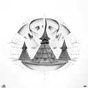 burning man with yellow brick road on back tattoo design idea