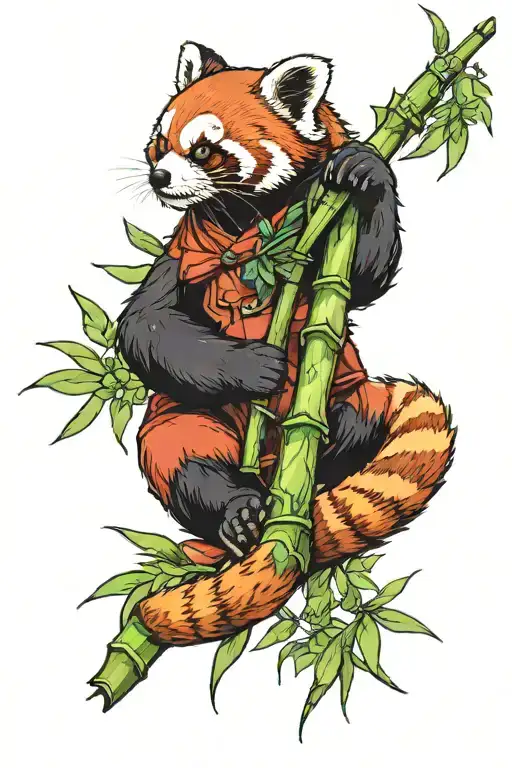 red panda bamboo tattoo design idea