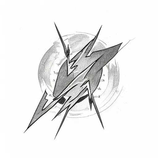 lightning bolt with a three in the middle tattoo design idea