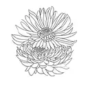 Chrysanthemum, Larkspur, Chrysanthemum, Cosmo, Chrysanthemum, Violet bouquet  tattoo design idea