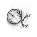 clock with crow surrounded by dead tree tattoo design idea