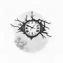 clock with crow surrounded by dead tree tattoo design idea