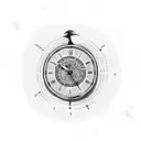 clock with crow surrounded by dead tree tattoo design idea