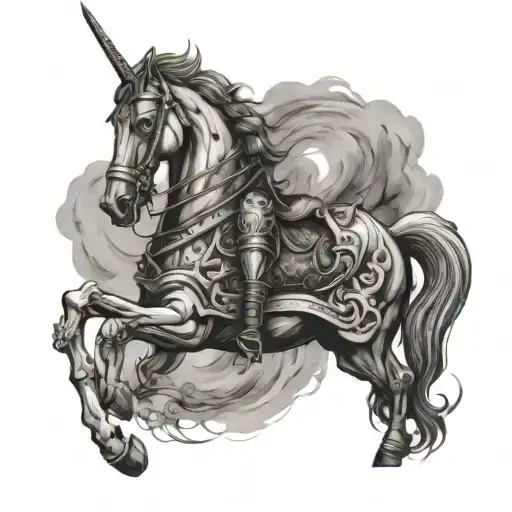 knights word horse sea ship  tattoo design idea