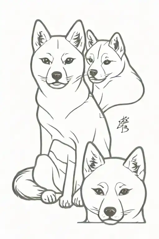Two Shiba Inu Male and Female tattoo design idea
