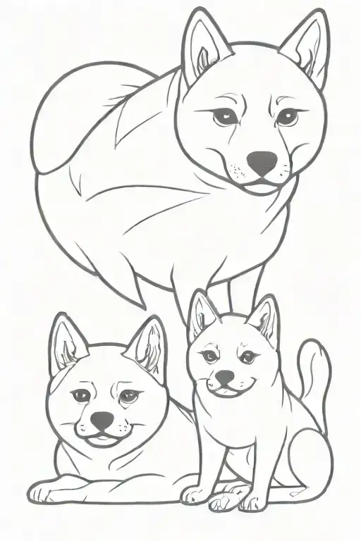 Two Shiba Inu one Male and one Female tattoo design idea