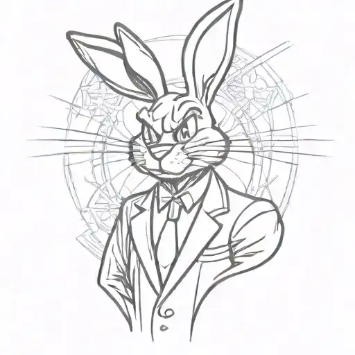 Bugs Bunny with a black suit and a serious look like tattoo design idea