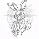 Bugs Bunny with a black suit and a serious look like tattoo design idea
