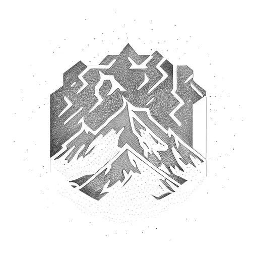 A majestic mountain peak surrounded by a ring of fire tattoo design idea