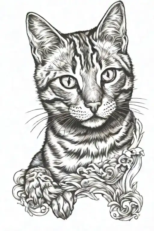 one eyed orange tabby cat  tattoo design idea