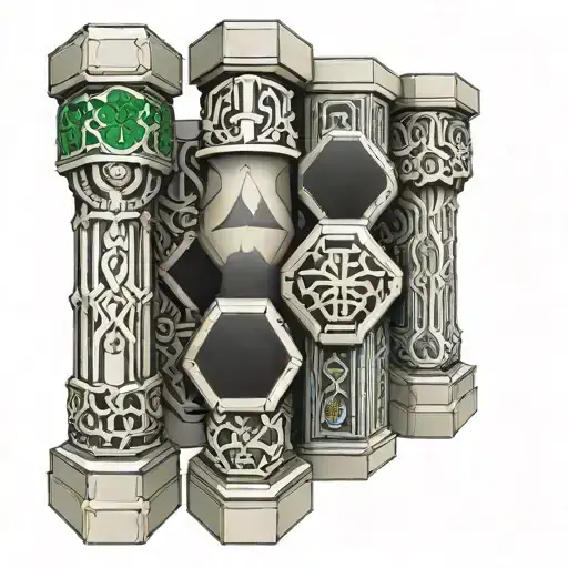 hexagonal stone pillars arranged in the shape of Ireland tattoo design idea