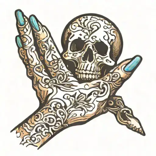 hand holding death tarot card tattoo design idea