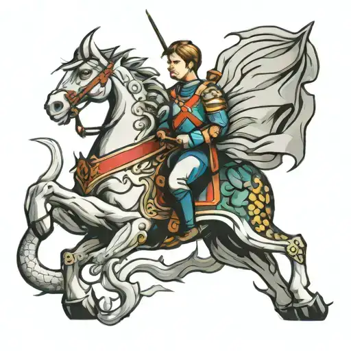 St George and dragon tattoo design idea