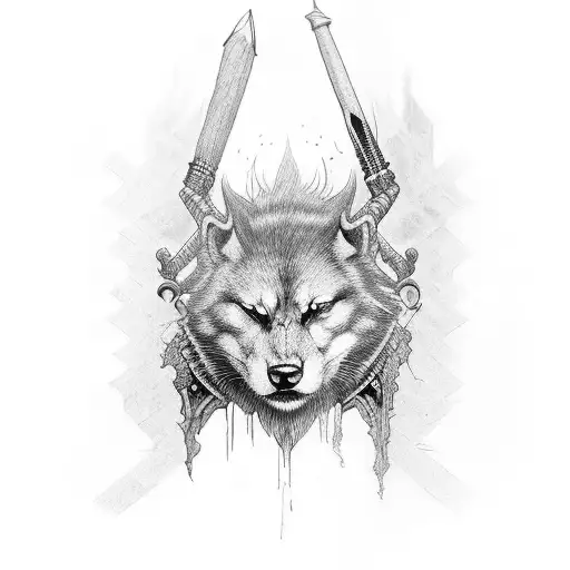 norse arm sleeve black and grey with red highlights tattoo design idea