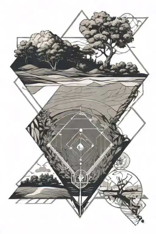 landscape with a baseball diamond tattoo design idea
