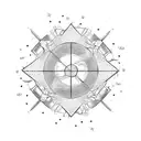 Chaos Sphere with eight arrows emerging centrically in symmetry  tattoo design idea