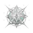 Chaos Sphere with eight arrows emerging centrically in symmetry  tattoo design idea
