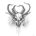 ram skull with tree growing out of the eyes for my forearm  tattoo design idea