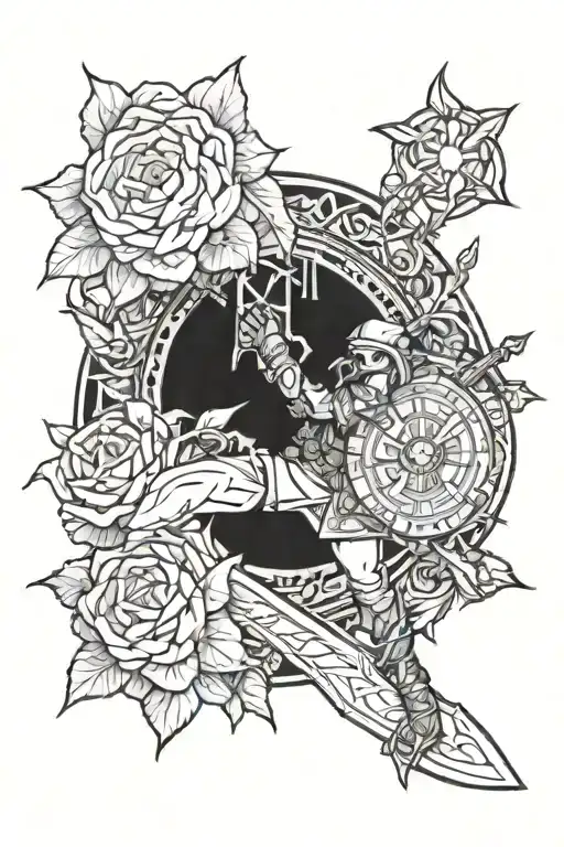 Flowers Zelda, link world of warcraft orc male clock August ten November twenty skateboard  tattoo design idea
