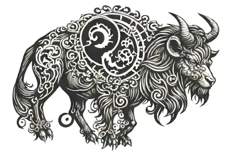 combine the signs of the horoscope cancer leo and aries tattoo design idea