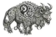 combine the signs of the horoscope cancer leo and aries tattoo design idea