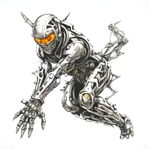 futuristic robotic ninja. tattoo design idea