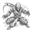 futuristic robotic ninja. tattoo design idea