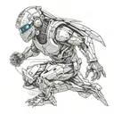 futuristic robotic ninja. tattoo design idea