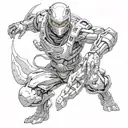 futuristic robotic ninja. tattoo design idea