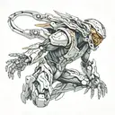 futuristic robotic ninja. tattoo design idea