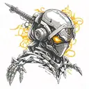 futuristic robotic ninja. tattoo design idea